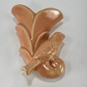 Vintage Shawnee Pottery Bird Art Nouveau Stoneware Champagne Pink Wall Hang Ohio